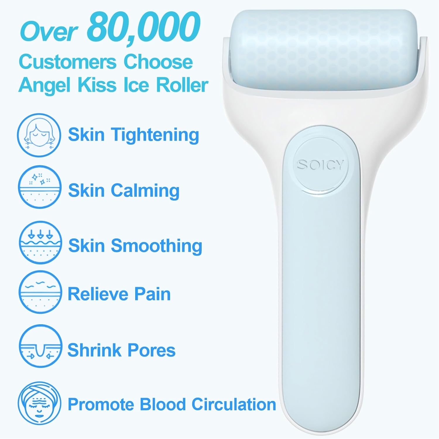 Angel Kiss Ice Roller for Face Eye, Women Gift Idea, Cold Therapy Massager for Reduce Puffiness, Redness, Dark Circles, Tightening Firming, Reduce Wrinkles, Migraine Pain Relief, w/Premium Carry Case - Image 2