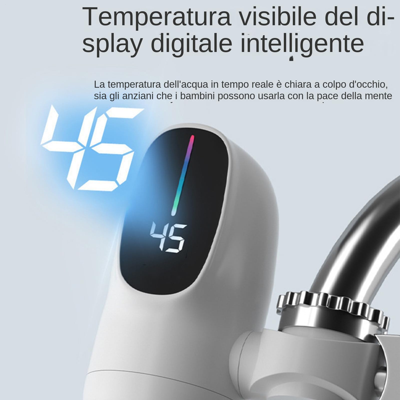 Rubinetto Acqua Calda Istantanea | Dotato Di Riscaldamento Elettrico Rapido E Display Digitale LED - Accessori Idraulici per Interni Casa Hotel