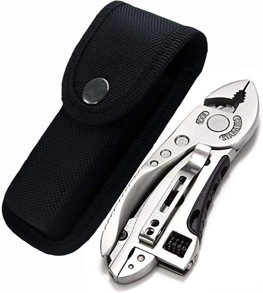 Wrench Multi Tool Handy Multipurpose knife Tool with Spaner Wrench Pliers Wire cutter Screwdrivers and Durable Tool Sheath