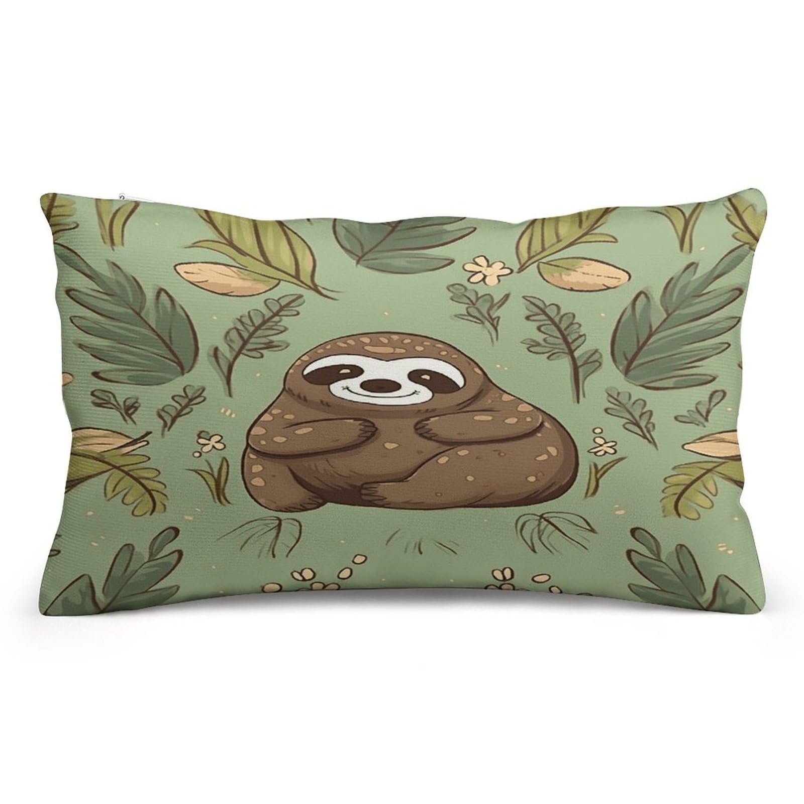Wsoihfec Style Sloth On The Grass Throw Pillow Covers Decorative, Pillow Cases Soft Plush, Modern Farmhouse Boho Cushion Cover For Bed Couch Sofa Living Room Spring Decor8 X12