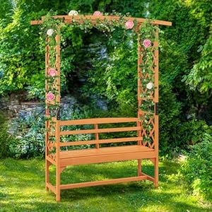 Giantex Garden Arch Trellis with Bench - 63''W x 79''H Wooden Arbor with 2-Person Outdoor Bench, Garden Arbors Archway Pergola for Climbing Plants Rose Wedding Backyard Party Lawn Decor Giantex Garden Arch Trellis with Bench 63W x 79H Wooden Arbor with 2 Person Outdoor Bench Garden Arbors Archway Pergola for Climbing Plants Rose Wedding Backyard Party Lawn Decor