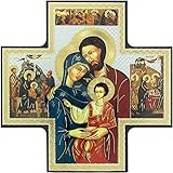 Dimensioni: 15.0 x 15.0 x 1.0 Ferrari & Arrighetti Icono bizantino de la Sagrada Familia en Forma de Cruz - 15 x 15 cm