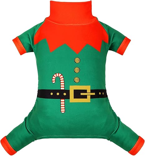 Miniatura 6 de CuteBone Pijama térmico para perro, cuello alto, abrigo de Navidad, traje de forro polar, suave, acogedor, ropa de perro de cuello alto para