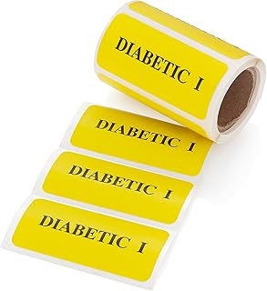 Carstens Medical Stickers â€“ Diabetic I Alert and Instruction Labels for Medical Charts, Yellow and Black, Roll of 100 Patient Chart Labels, W2.125