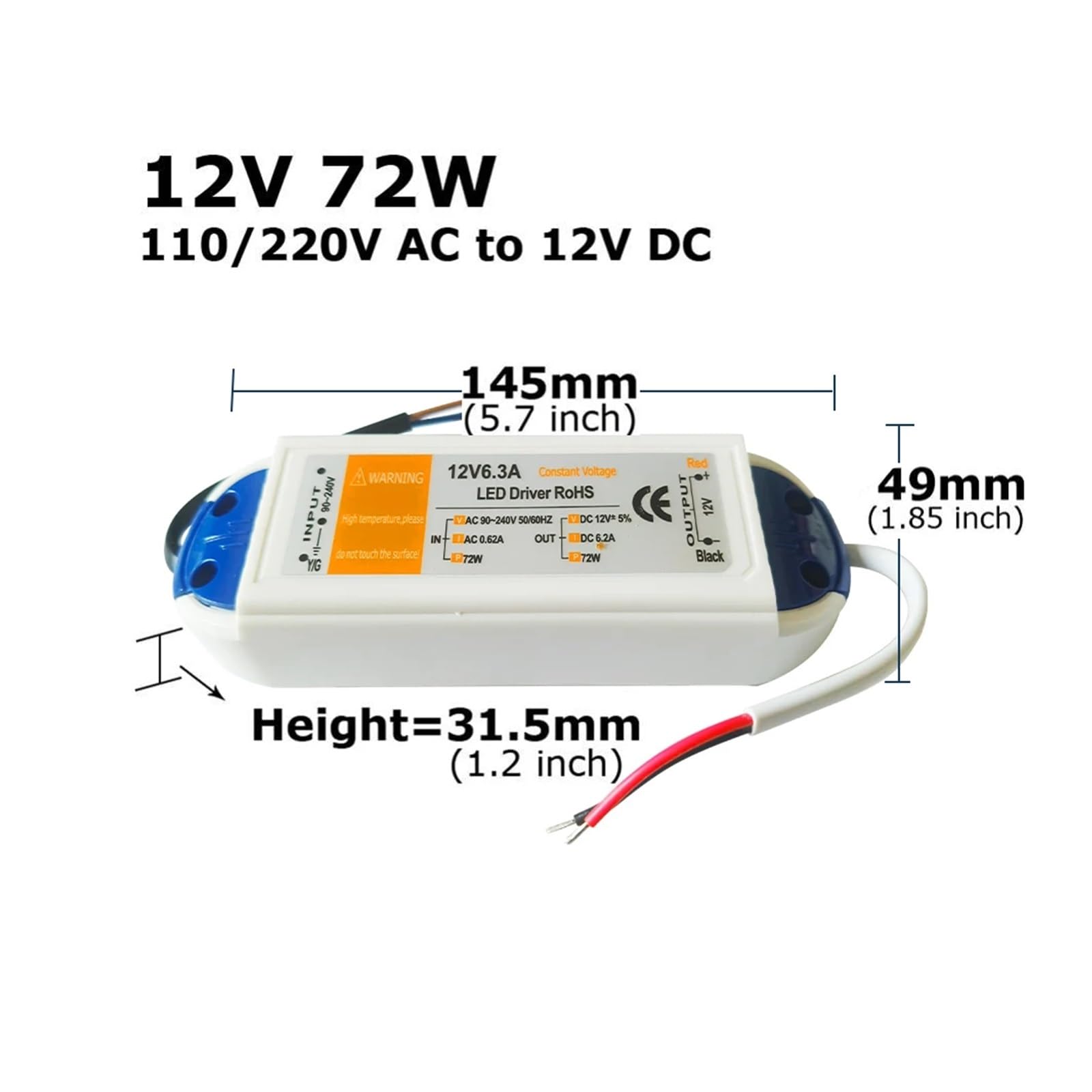 12 Volt Netzteil LED-Treiber 12V 18W 28W 48W 72W 100W AC 110V 220V auf 12V DC Adapter Beleuchtung Trafo für LED Light Strip CCTV (12V 100W)