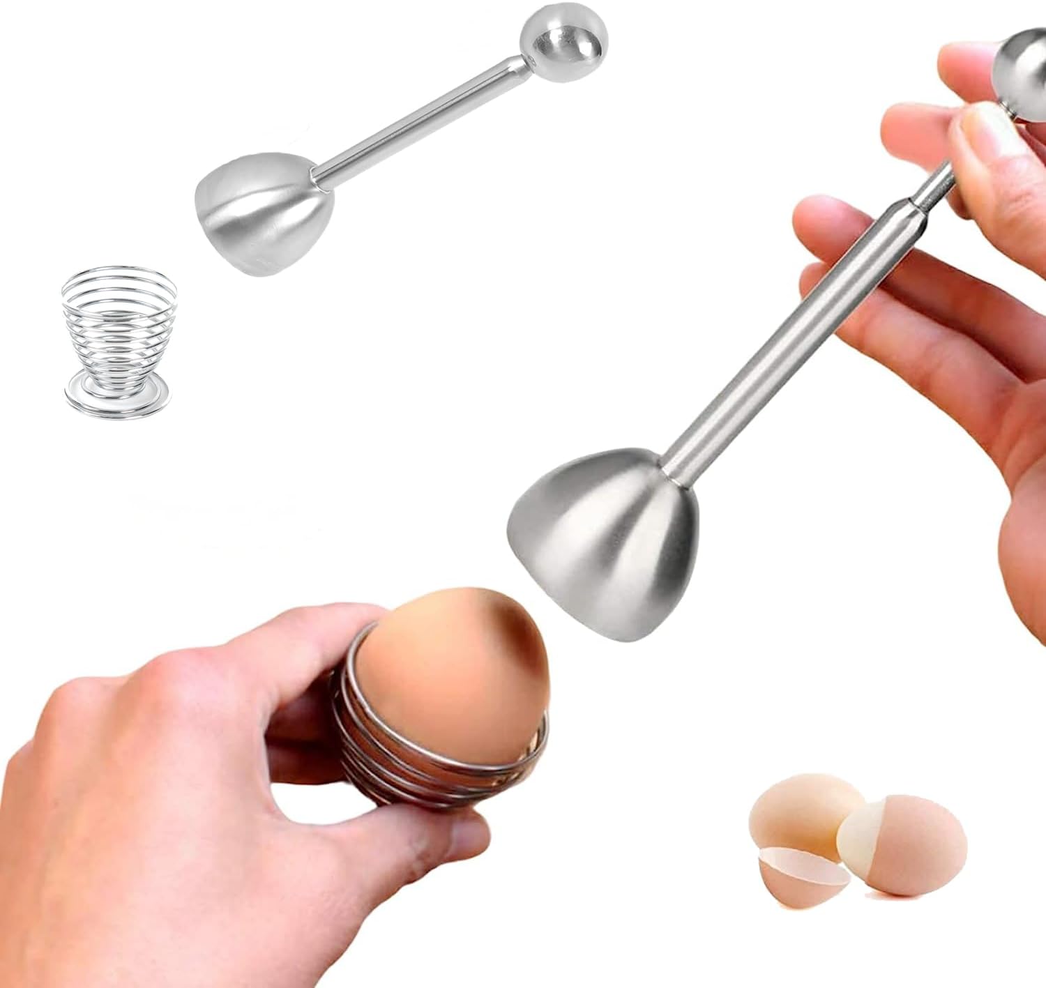 2Pcs Stainless Steel Egg Topper for Boiled Eggs Open Shell,Egg Cracker