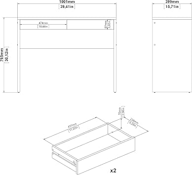 Compact 2 Drawer Writing Desk