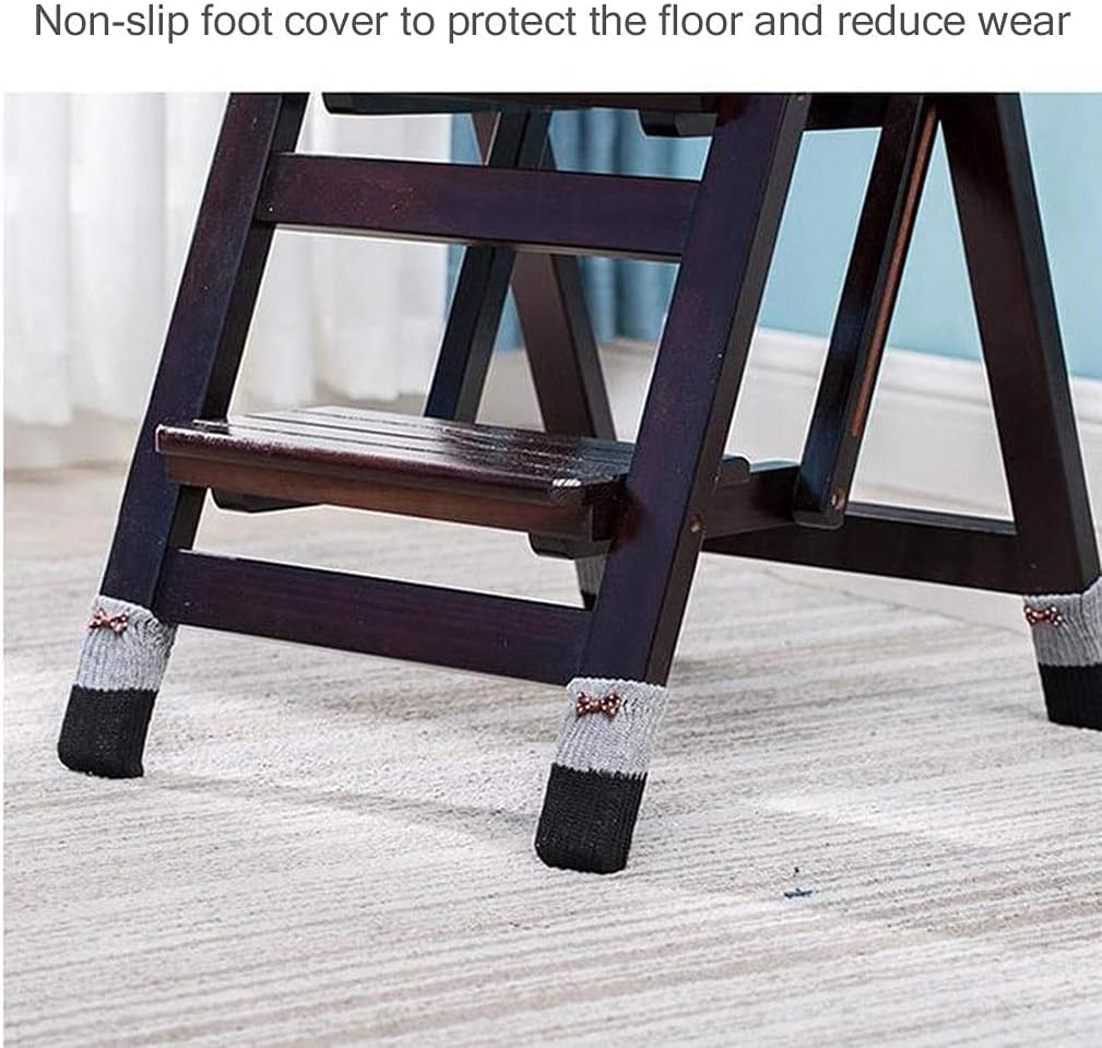 DASHADAO 3 Step Folding Kitchen, Office Wood Step Stools, Utility Multi-Functional 3 Tiers Portable Ladder Chair Seat with Non-Slip Foot Cover, Home Kitchen Bathroom Office Furniture Bedroo
