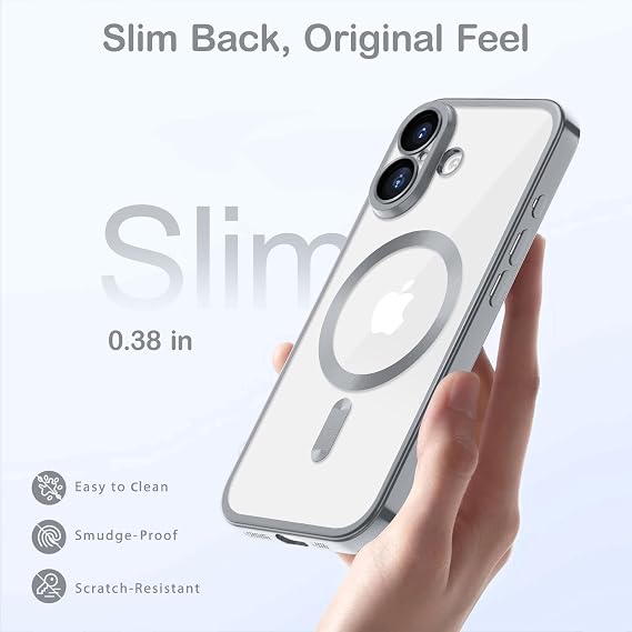 マグネット式 iPhone 17用 ソフト スリム クリア&シルバー スマホケース