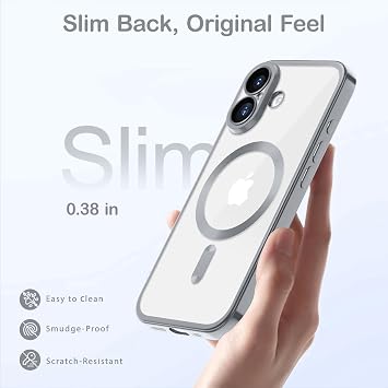 マグネット式 iPhone 17用 ソフト スリム クリア&シルバー スマホケース