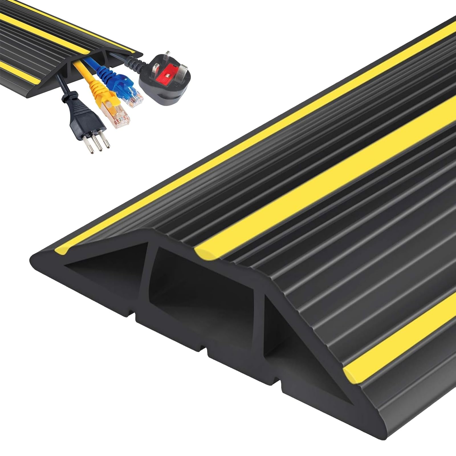 Passe-câbles pour sol - Autocollant - Pont de câbles flexible à découper - Protection de câbles de sol en PVC - Pour la maison, le bureau, le garage (6 m)