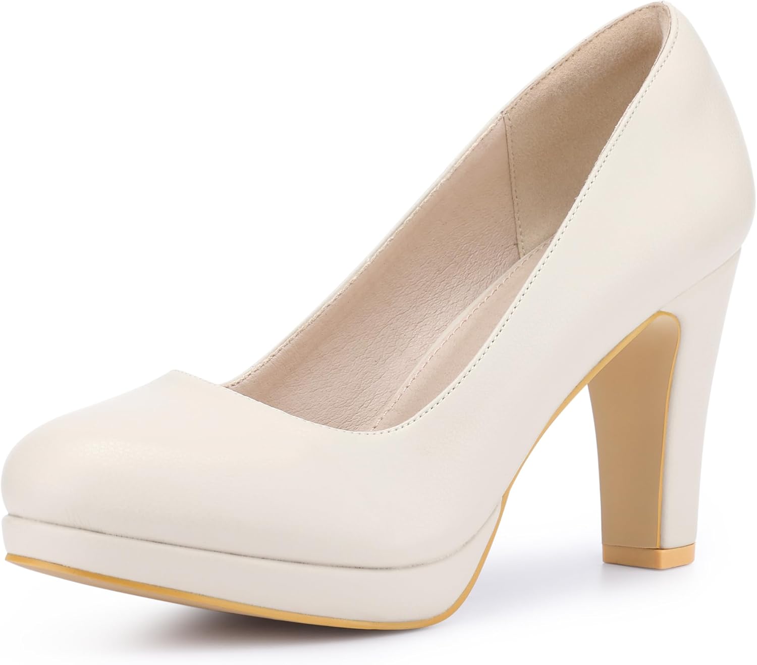 Allegra K Women's Round Toe Chunky Heel Platform Pumps