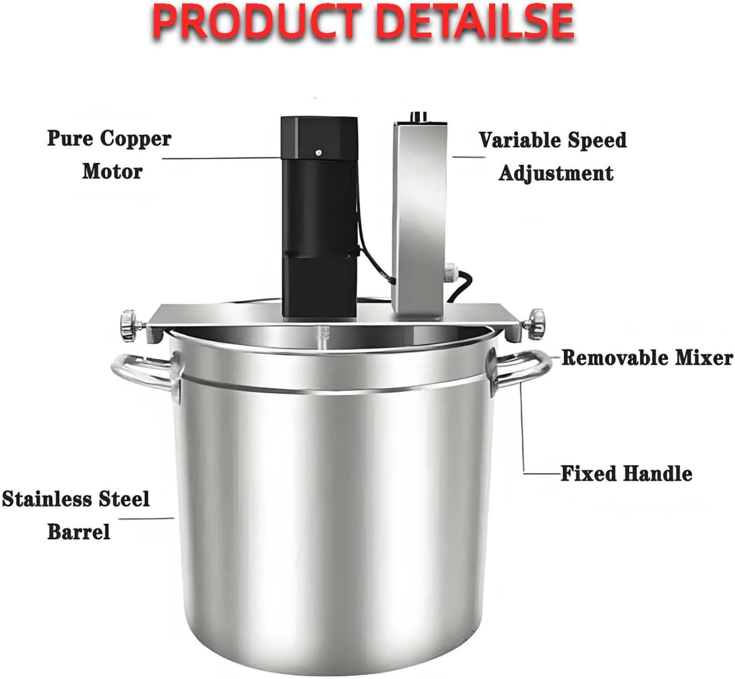 Automatic Food Mixer 15L/25L/40L/60L,Commercial Automatic Pot Stirrer,Stainless Steel Mixing Machine,Adjustable Speed Control for Making Jam, Sauce(60L)
