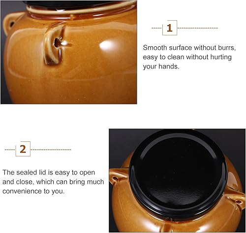 Miniatura 4 de Vaguelly Tarro de cerámica de 16.9 fl oz, recipiente de fermentación Kimchi con tapa hermética, tarro de vino de elaboración, tarro de