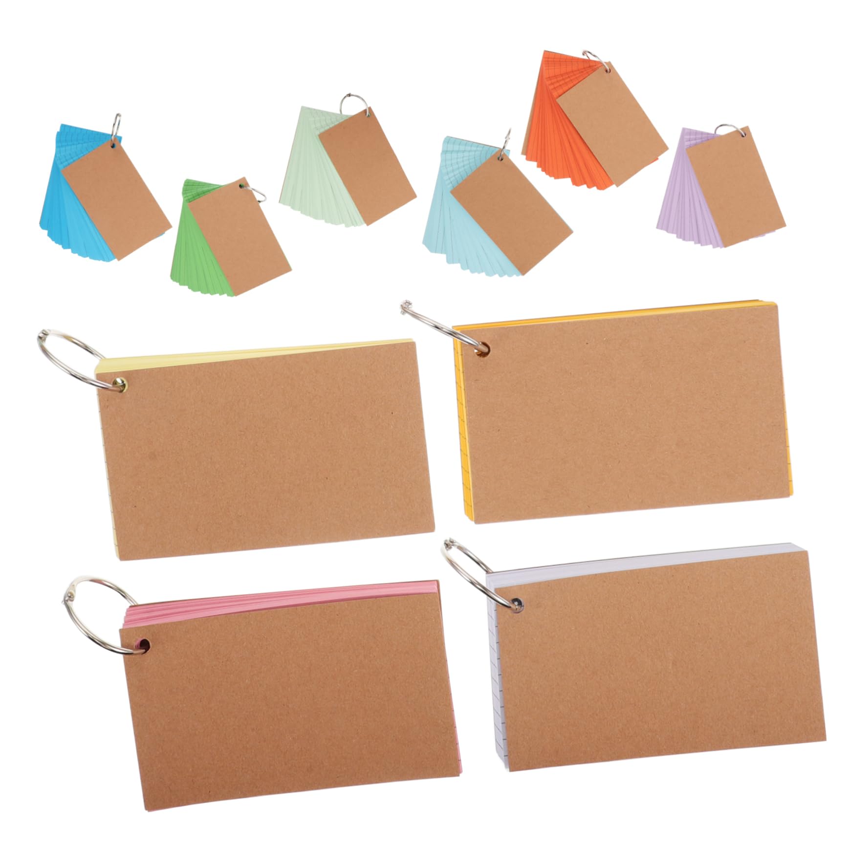 Karteikarten mit Ring, 10 Stück, Edelstahl und Papier, Doppelt Liniert