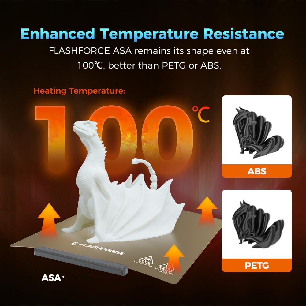 FLASHFORGE Filamento ASA 1,75 mm, filamento per stampante 3D Anti-UV ASA, precisione dimensionale +/-0,02mm, Resistente al calore e alle intemperie, perfetto per la stampa di parti funzionali esterne