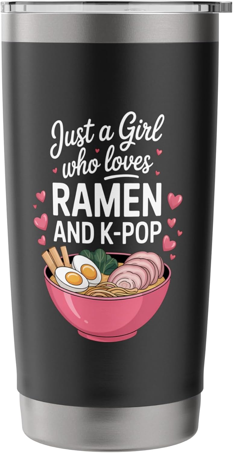 Just A Girl Who Loves Ramen And K-Pop Girl K Pop Kpop Stainless Steel Insulated Tumbler image 3