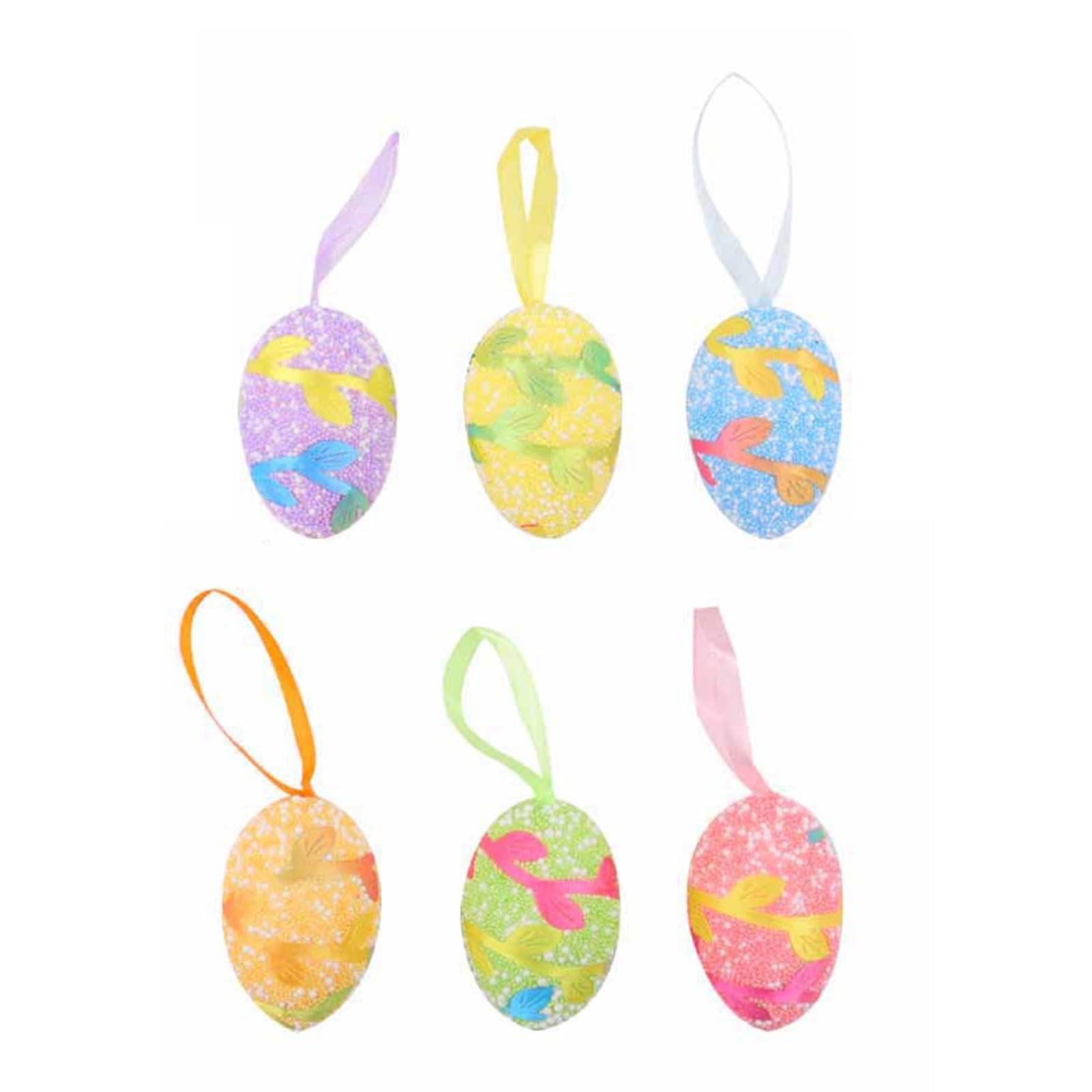 Kalttoy Rattan Easter Egg St 6Pcs Colorful Foam Eggs Hanging Eggs Ornament Christmas Tree Decoration For Basket Fillers And Home Party Decoration Ornament