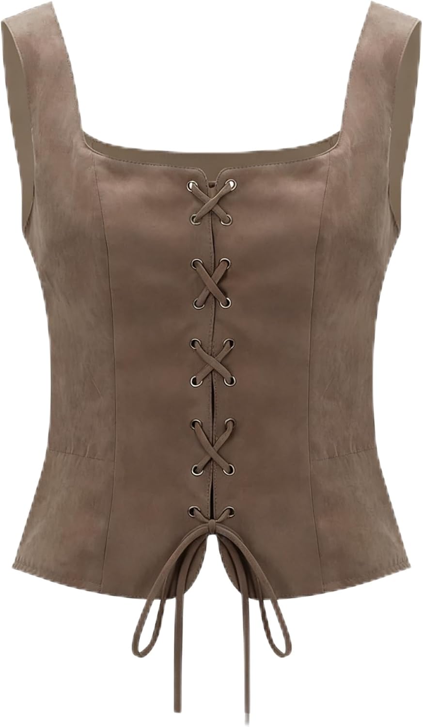 NUWIND Vintage damesbustier, piraten, floraal korset, Ren Faire, middeleeuws vest, victoriaans korset, renaissancekostuum, grote maat, Bruin, XL
