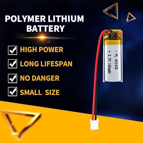 Miniatura 5 de YDL 3.7V 160mAh 451430 Lipo batería recargable batería de iones de polímero de litio con conector JST
