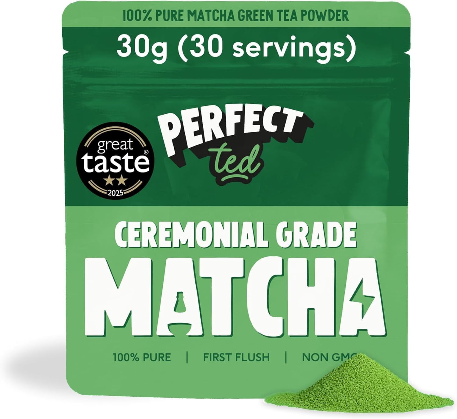 PerfectTed Organic Matcha Powder, Ceremonial Grade Japanese Matcha | Organic Green Tea Powder for Lattes, Smoothies & Baking | L-Theanine | Antioxidants | Vegan | Gluten-Free | 30g