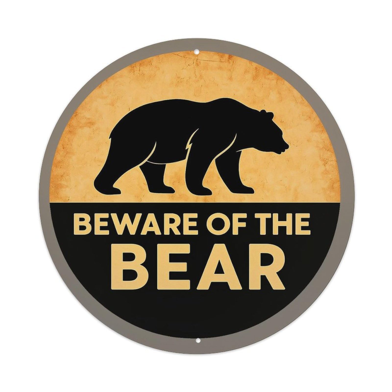Beware Of The Bear Sign Tin Sign Metal Poster Vintage Metal Signs for Home Man Cave Bar Cafe Kitchen laundry room Wall Decorations 8x8 inches