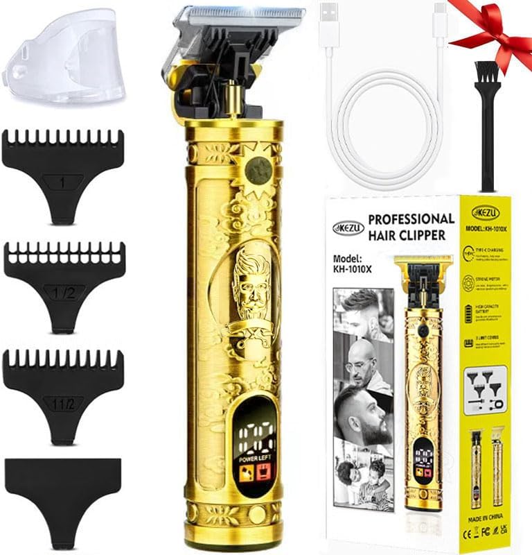 Cortadora de barba para hombres, cortadora de pelo profesional con pantalla LCD, maquinilla de afeitar eléctrica recargable, recortadora de pelo de