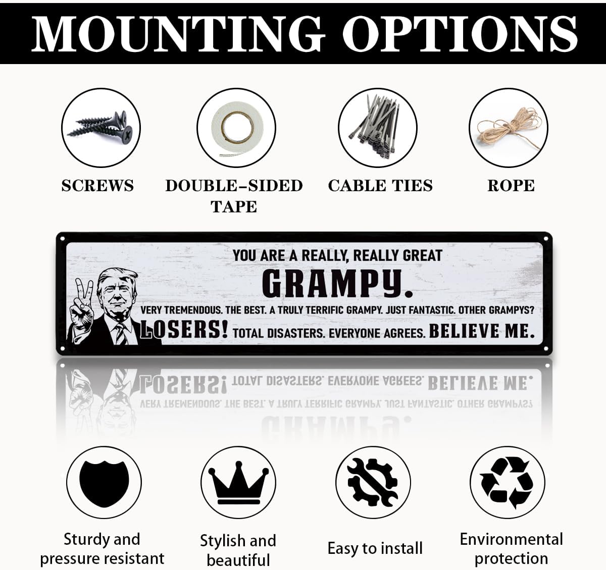Metal Fathers Day Gift, Funny Metal Tin Sign, Man Cave Decor, You Are A Really, Really Great Grampy, Funny Garage Workshop Decor, Gift for Grampy 15.8x4 Inch image 3