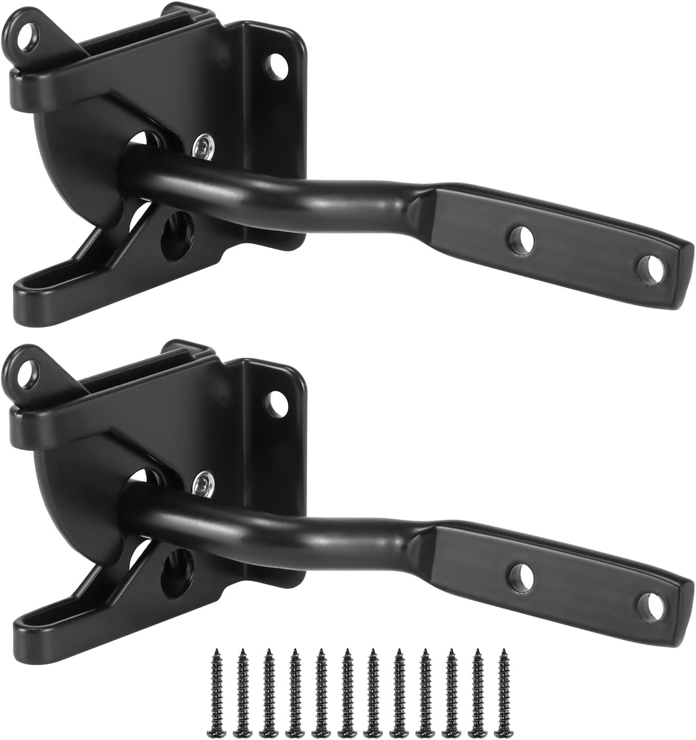 QWORK Self Locking Automatic Gravity Lever Fence Gate Latch – 2 Pack Heavy-Duty Steel – Quick Installation for Versatile Use on Wood/Metal Gates