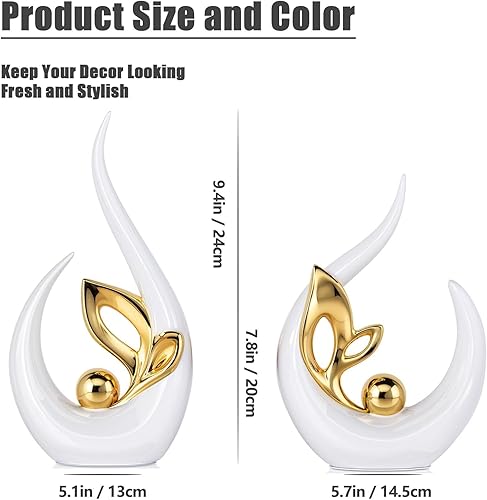 Miniatura 9 de Estatua de cerámica moderna de arte abstracto para decoración del hogar, juego de 2 esculturas decorativas para sala de estar, comedor, oficina,