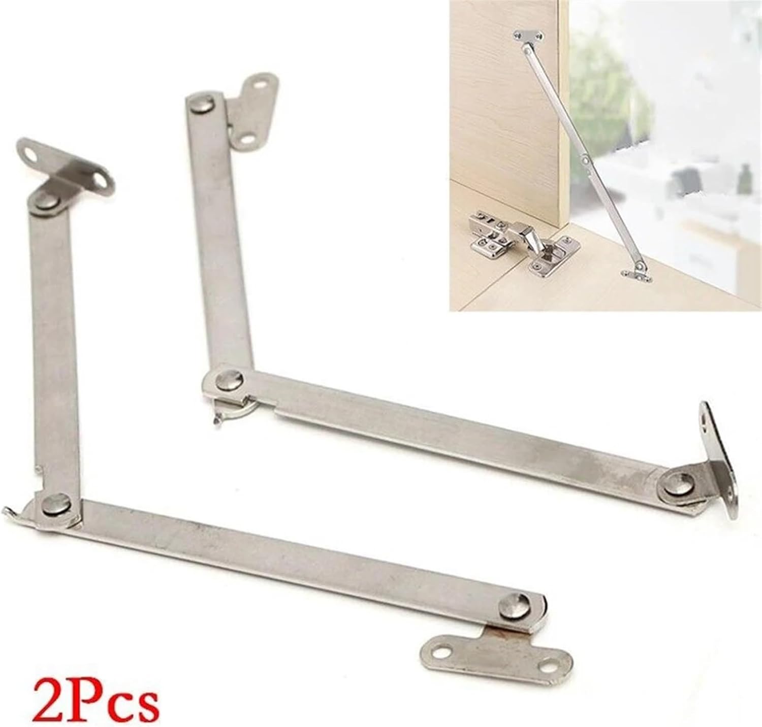 2PCS Stainless Steel Folding Pull Rod Cabinet Door Movable Lift Up Support Hardware Cabinets Hinges Display Rack Pull Rod