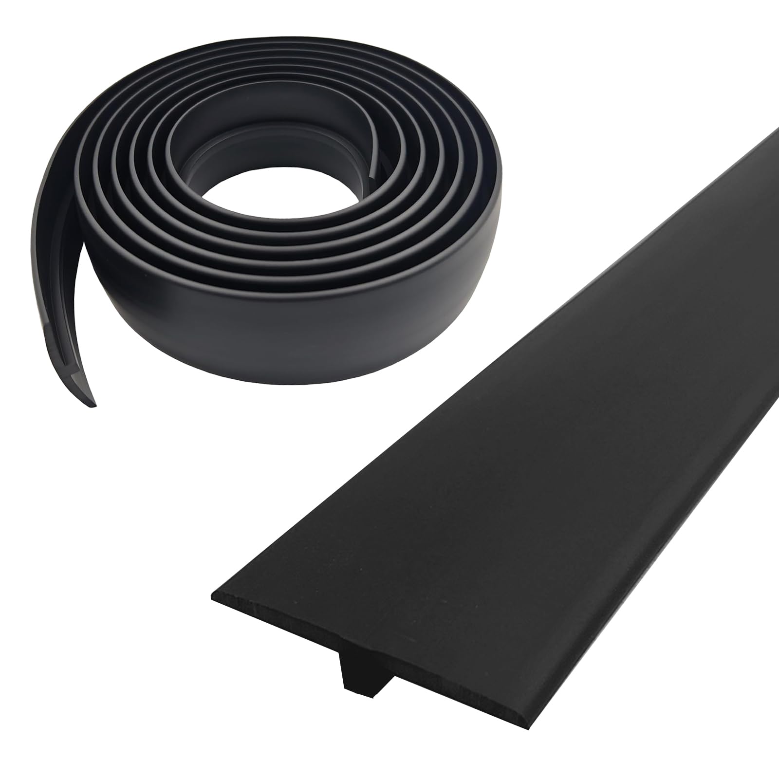 T Molding Trim,Floor Transition Strip 5cm×3m T Section Bar PVC Flat Divider Strip Laminate Profile Flooring Edge Trim for Door Threshold Joining Flooring Gaps of Laminate Plank Tile (Black, 3M)