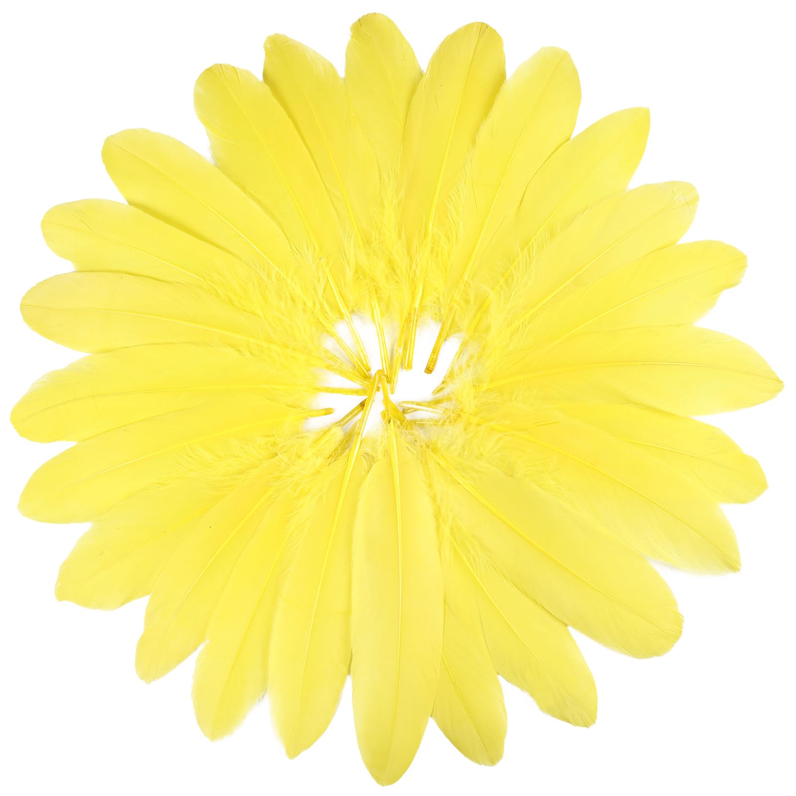 FeelfunFeather 120pcs Yellow Goose Feathers 6-8 Inch 15-20cm Decorative Natural Goose Nagoire Feather Bulk for DIY Crafts Cosplay Wedding Party Christmas Halloween Home Decoration
