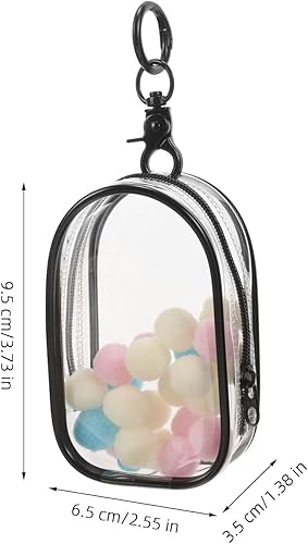 Miniatura 5 de Alasum 1 juego de bolsa de exhibición transparente con llavero portátil pequeña bolsa de almacenamiento de muñecas vitrinas con cierre de cremallera