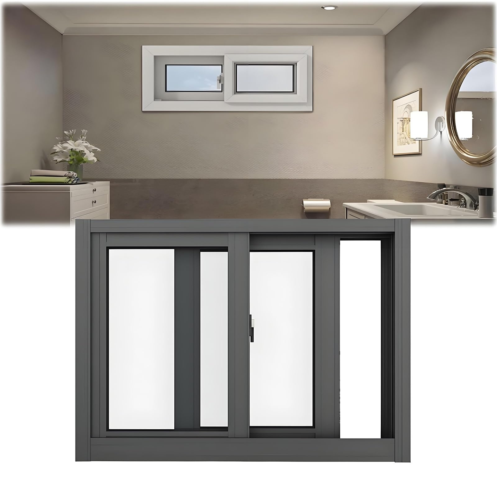 Basement Window for Houses Aluminum Replacement Windows 25" 26" 28" 29" 31" 35" 36" 37" 39" Sliding Window with Screen Windows, Shed Windows for