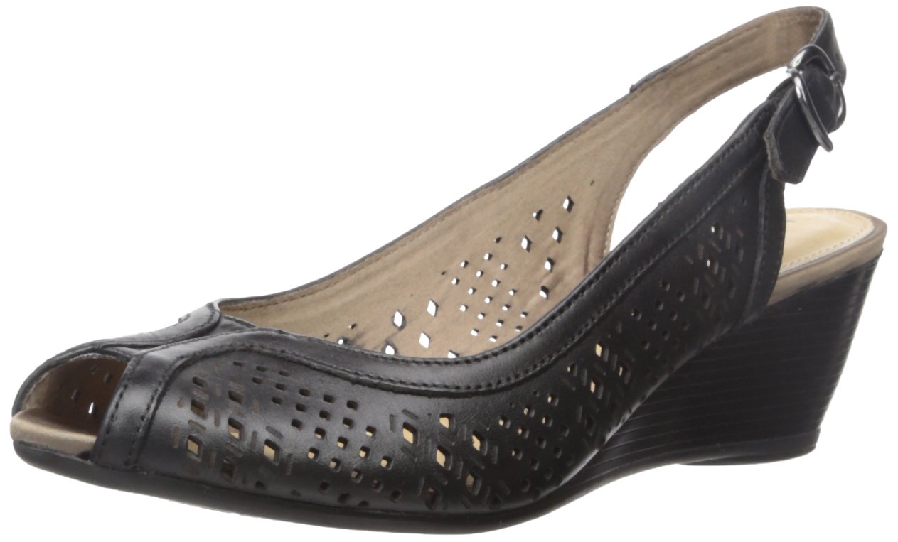 Hush PuppiesWomen's Baxley Rhea Wedge Pump, Black Leather, 7.5 M US