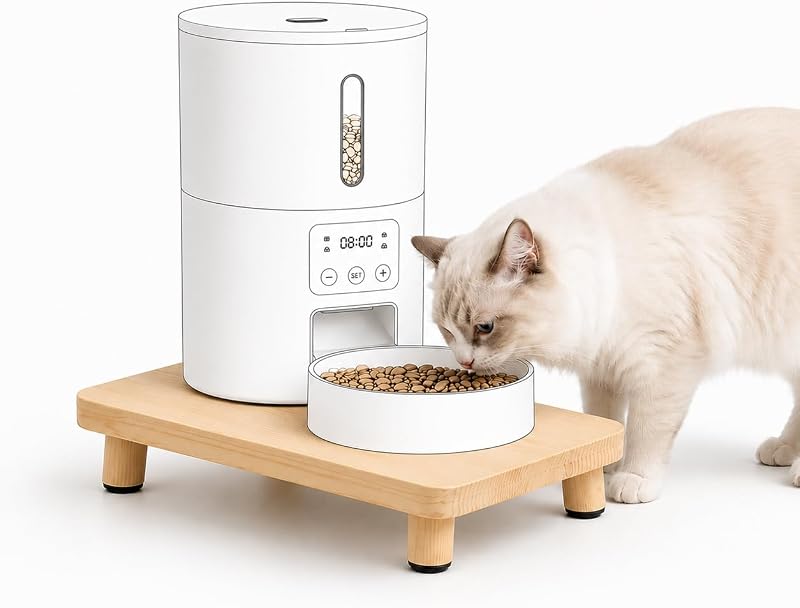 Suporte Elevado de Madeira Maciça para Comedouro de Gatos LUCKITTY CFS-S — 33,99 x 20 x 6,5 cm