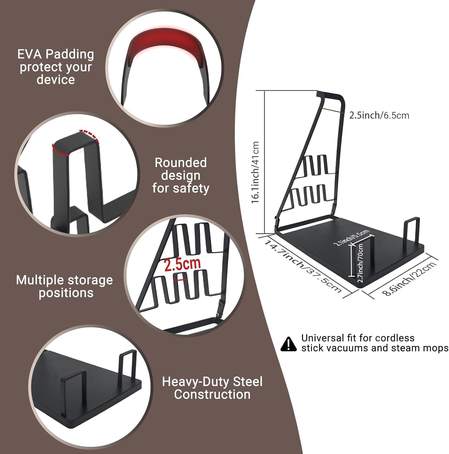 No Installation Required-Universal Stand,Storage Stand Docking Station Holder,Stable Metal Storage Bracket Stand Holder,Compatible with Most Stick Vacuum(White)
