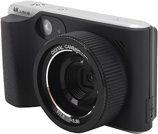 Câmera digital 4K Autofocus 48MP Vlog Câmera com zoom digital 18x, visor e mostrador de modo, filmagem cronometrada, design de ondulação antiderrapante, interface de parafuso de 1/4 polegada