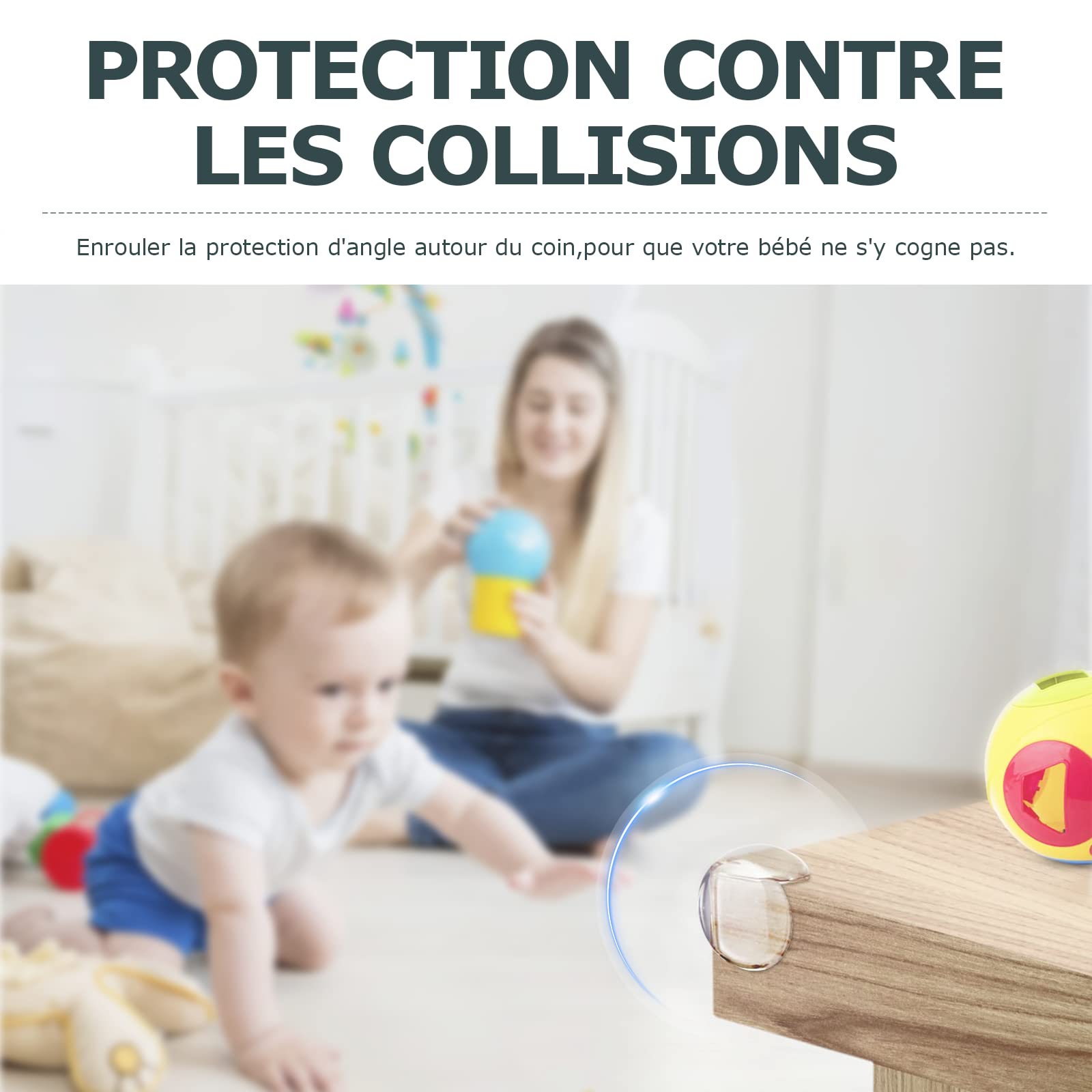 BillyBath Protections Coin de Table pour Bébé - Protections d'angle pour Meuble Sécurité Enfant pour Bureau, Berceau, Cheminée, Table, Coins & Bords Molles + sans Danger Rondes Pack de 12