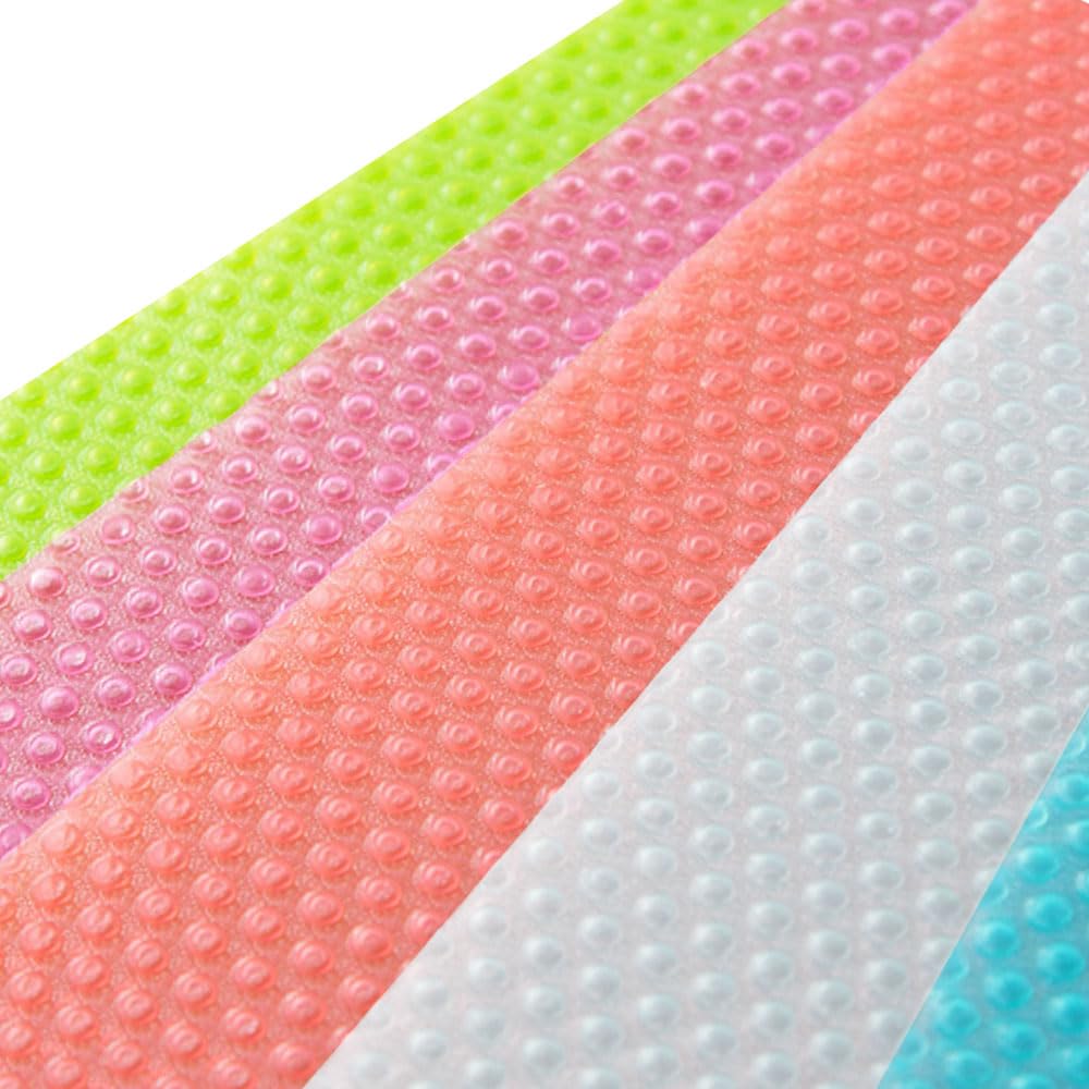 LATRAT 10 Fridge Mats, Colourful Moisture, Can Be Cut to Size, Silicone Fridge Pads, Place Mats for Family 45 x 29 cm, Transparent 10
