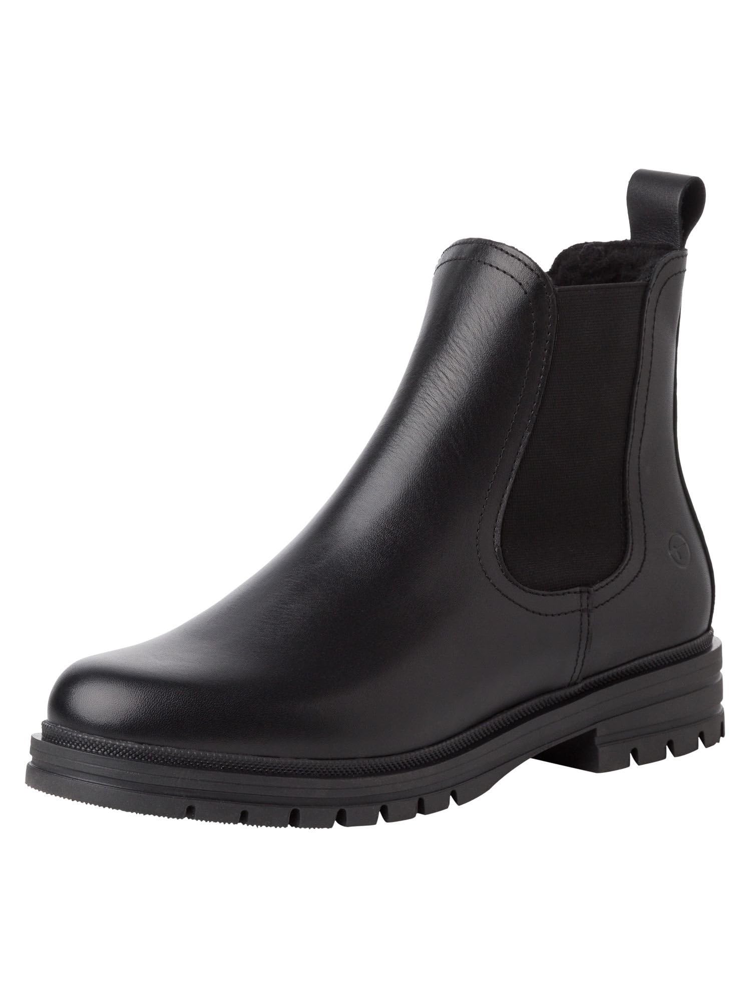Tamaris Women's Warm Lining Boots Leather Block Heel, Black (Black Leather), 3.5 UK