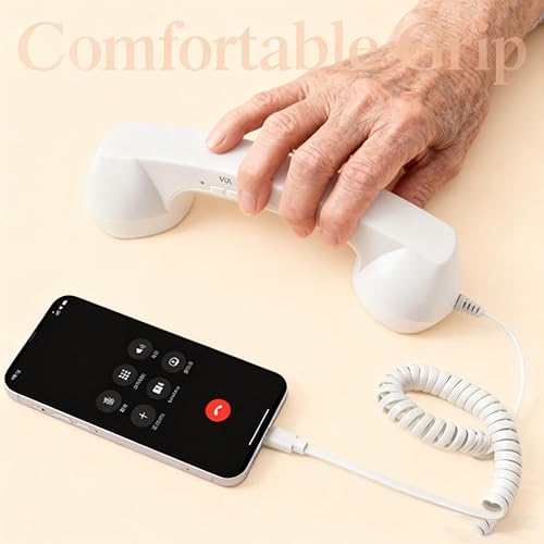 Miniatura 5 de Auricular retro para teléfono, receptor de teléfono USB-C vintage para teléfonos móviles, cómodo llamado con micrófono, diseño retro estilo