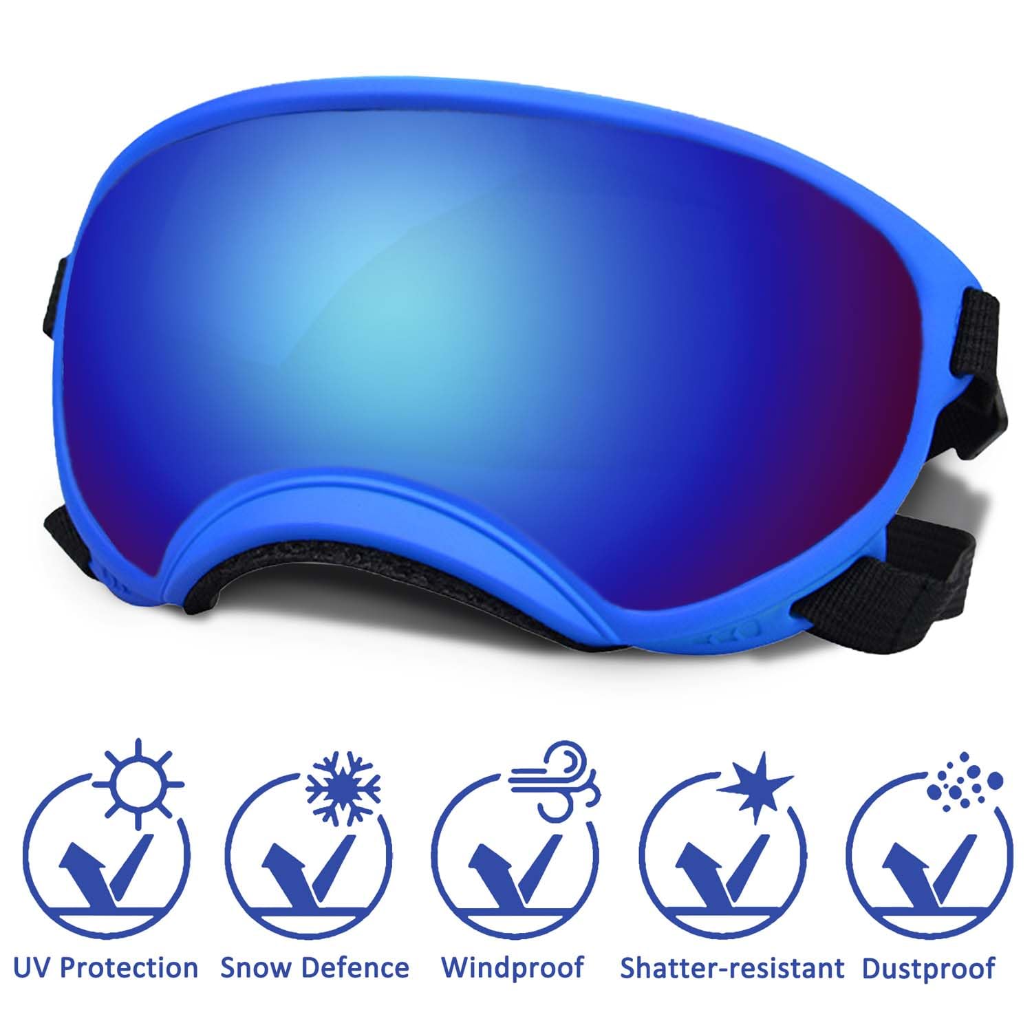 Dog Sunglasses, Dog Goggles with Adjustable Strap, UV Protection, Windproof, Suitable for Small Medium-Dogs, Dogs Eyes Protection - Image 2