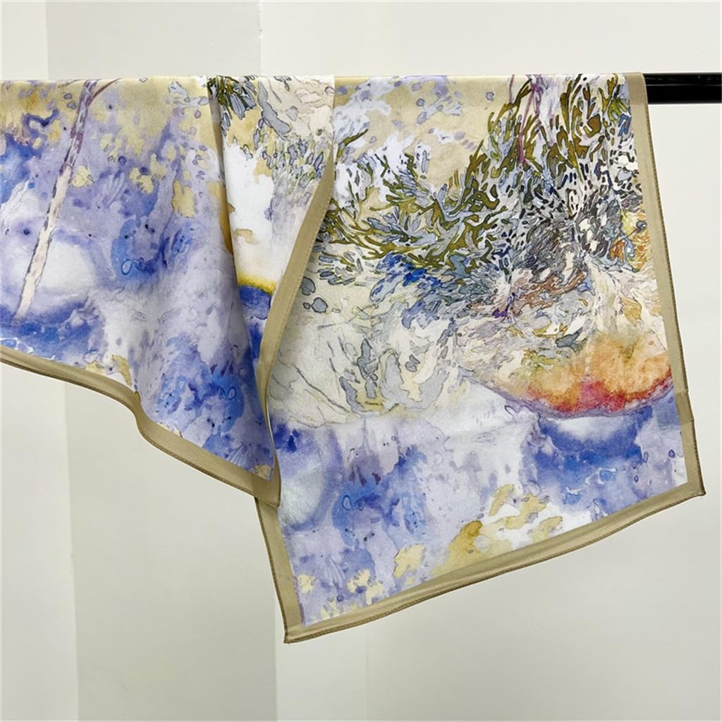 Soie Crêpe de Chine Foulard en Soie Foulard Femme Long Polyvalent Petit Châle Décoration