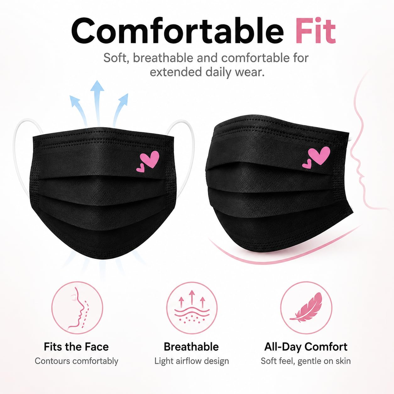 Cute Pink Face Masks - 50 Pack -5