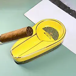 Cinzeiro de charuto, cinzeiro portátil para viagens e ao ar livre, acessórios pequenos para fumar - amarelo