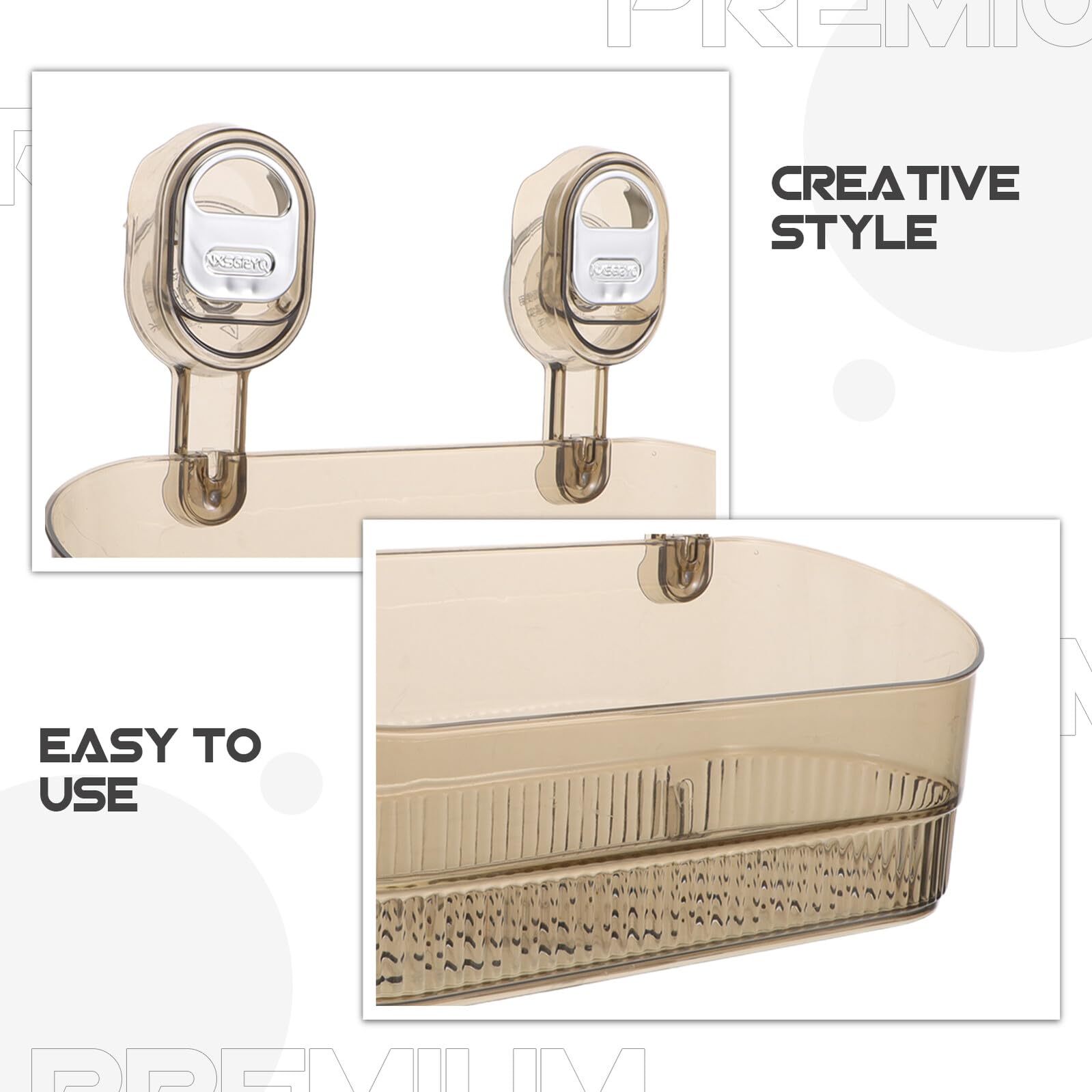 PRETYZOOM Organizador de Ducha Ventosas 2 Unidades, Estante Acrílico Transparente Drenaje, sin Taladro para Baño, Soporte Móvil para Productos de Cuidado Personal