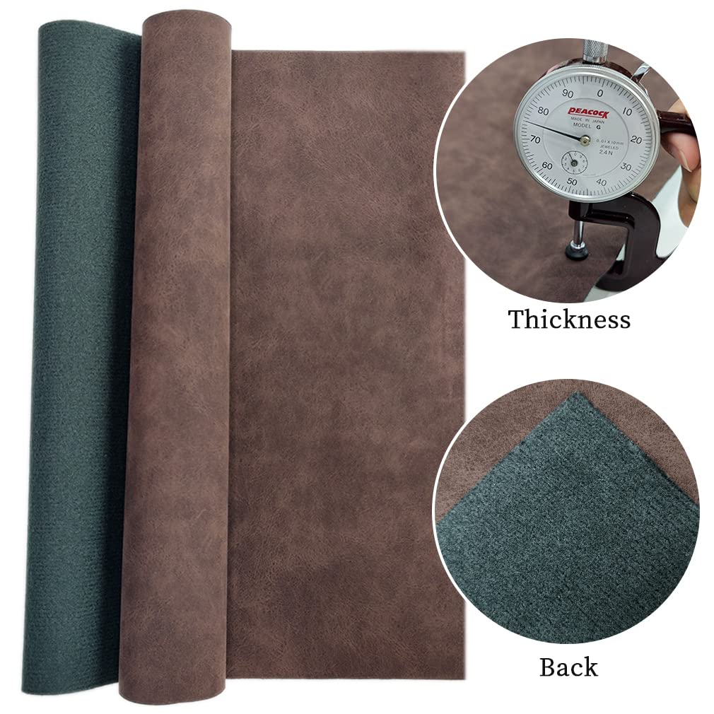 XHT Suede Faux Leather Fabric 30x135cm Waterproof Synthetic PU Leather for Earrings Pouches Hair Bows Making (Dark Brown) - Image 3