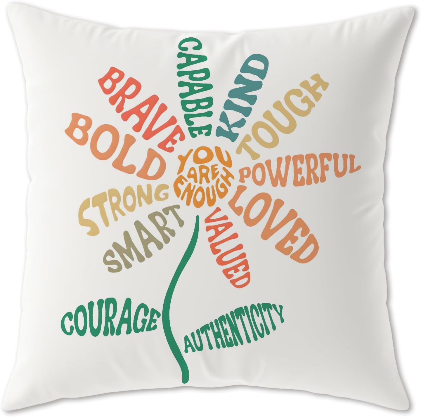 Boho Floral Inspirational Pillow Covers Classroom Playroom Decor 18x18, Motivational Positive Affirmation Quotes Decorative Throw Pillow Covers for Kids Room Playroom Home Classroom